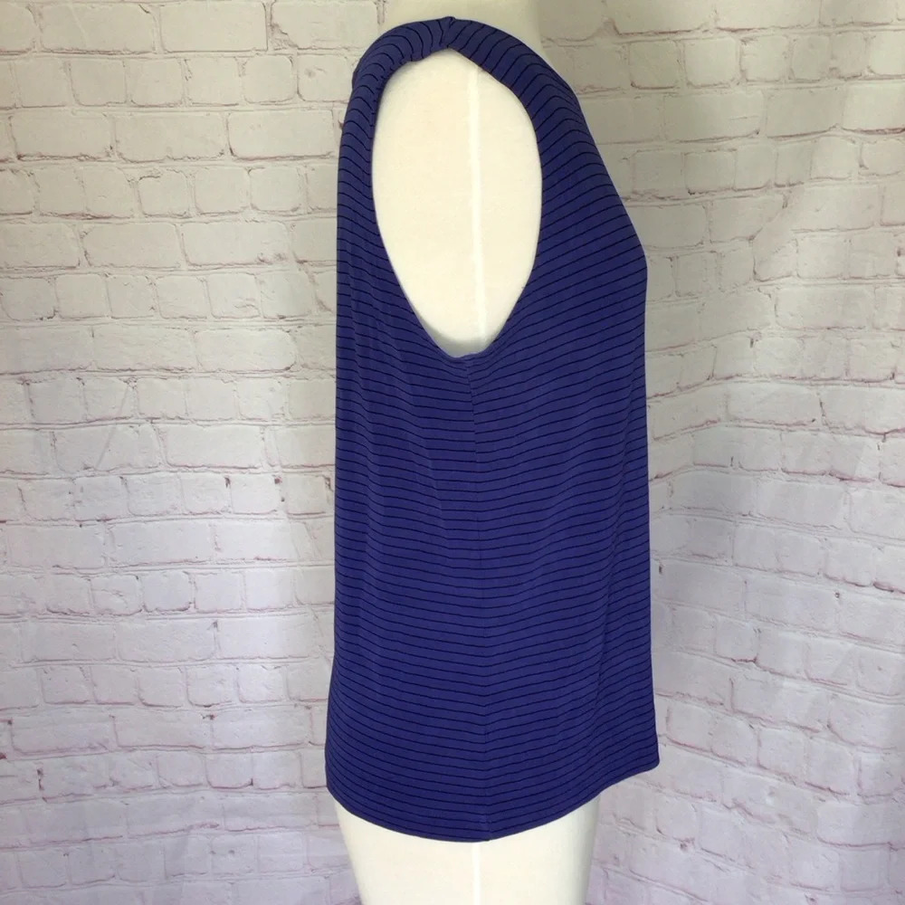 Chico’s Private Edition Purple and Black Stripe Sleeveless Top - Size 3 - Picture 3 of 6